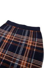 画像をギャラリービューアに読み込む, Checked Knit I-line Long Skirt Navy Check