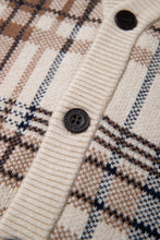 画像をギャラリービューアに読み込む, 446-Leather Emblem Checked Knit Cardigan Beige Check