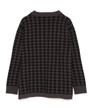 画像をギャラリービューアに読み込む, 446- Houndstooth Pattern Knit Cardigan Chidori Black