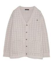 画像をギャラリービューアに読み込む, 446- Houndstooth Pattern Knit Cardigan Chidori Greige