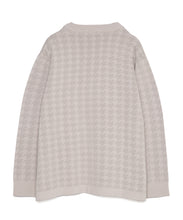 画像をギャラリービューアに読み込む, 446- Houndstooth Pattern Knit Cardigan Chidori Greige