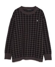 画像をギャラリービューアに読み込む, 446-Houndstooth Pattern Knit Pullover Chidori Black