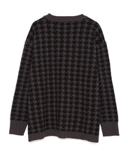 画像をギャラリービューアに読み込む, 446-Houndstooth Pattern Knit Pullover Chidori Black