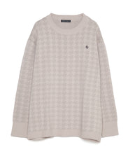 画像をギャラリービューアに読み込む, 446-Houndstooth Pattern Knit Pullover Chidori Greige