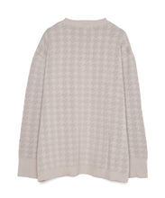 画像をギャラリービューアに読み込む, 446-Houndstooth Pattern Knit Pullover Chidori Greige