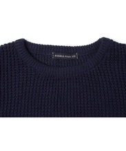 画像をギャラリービューアに読み込む, 446-Logo Waffle Knit Pullover Navy