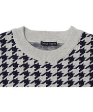 画像をギャラリービューアに読み込む, 446-Houndstooth Pattern Knit Pullover Chidori Navy