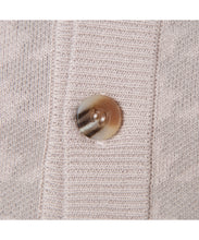 画像をギャラリービューアに読み込む, 446- Houndstooth Pattern Knit Cardigan Chidori Greige