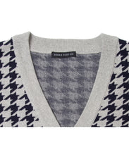 画像をギャラリービューアに読み込む, 446- Houndstooth Pattern Knit Cardigan Chidori Navy