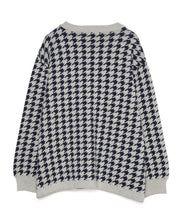 画像をギャラリービューアに読み込む, 446- Houndstooth Pattern Knit Cardigan Chidori Navy