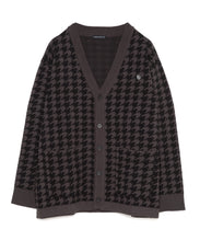 画像をギャラリービューアに読み込む, 446- Houndstooth Pattern Knit Cardigan Chidori Black