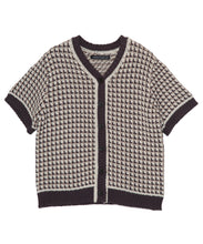 画像をギャラリービューアに読み込む, DOUBLE FOUR SIX-Checked Open Front Knit Gray Check
