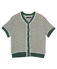 画像をギャラリービューアに読み込む, DOUBLE FOUR SIX-Checked Open Front Knit Green Check