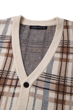 画像をギャラリービューアに読み込む, 446-Leather Emblem Checked Knit Cardigan Beige Check