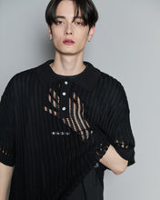画像をギャラリービューアに読み込む, Crochet Knit Poloshirt Black