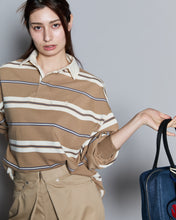 画像をギャラリービューアに読み込む, 446-Stripe Long Sleeve Polo Shirt Greige Stripe