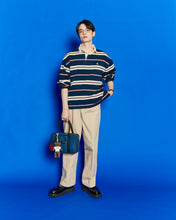 画像をギャラリービューアに読み込む, 446-Stripe Long Sleeve Polo Shirt Pink Stripe