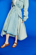 画像をギャラリービューアに読み込む, Denim Pleated Skirt Blue Denim