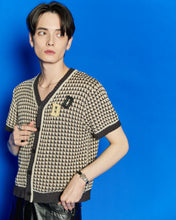 画像をギャラリービューアに読み込む, DOUBLE FOUR SIX-Checked Open Front Knit Gray Check