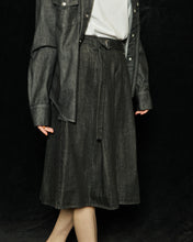 画像をギャラリービューアに読み込む, Denim Pleated Skirt Black Denim