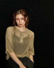 画像をギャラリービューアに読み込む, Crochet Knit Poloshirt Beige