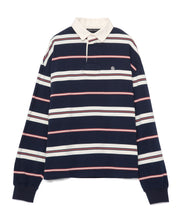 画像をギャラリービューアに読み込む, 446-Stripe Long Sleeve Polo Shirt Pink Stripe