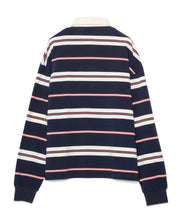 画像をギャラリービューアに読み込む, 446-Stripe Long Sleeve Polo Shirt Pink Stripe