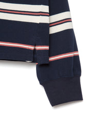 画像をギャラリービューアに読み込む, 446-Stripe Long Sleeve Polo Shirt Pink Stripe