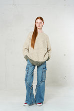 画像をギャラリービューアに読み込む, 446-Leather Emblem Bicolour Knitted Pullover Beige