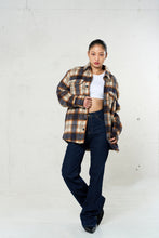 画像をギャラリービューアに読み込む, Checked Brush Down Jacket Beige