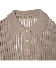 画像をギャラリービューアに読み込む, Crochet Knit Poloshirt Beige