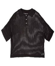 画像をギャラリービューアに読み込む, Crochet Knit Poloshirt Black