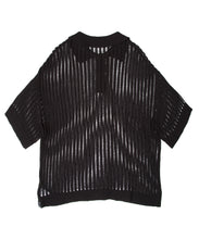 画像をギャラリービューアに読み込む, Crochet Knit Poloshirt Black