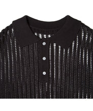画像をギャラリービューアに読み込む, Crochet Knit Poloshirt Black