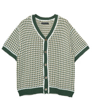 画像をギャラリービューアに読み込む, DOUBLE FOUR SIX-Checked Open Front Knit Green Check
