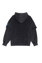 画像をギャラリービューアに読み込む, DFS-Silicon Logo Layered Sleeve Hoodie Black