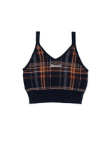 画像をギャラリービューアに読み込む, DOUBLE FOUR SIX-Silicon Print Checked Knit Vest Navy Check