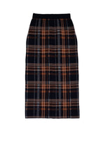 画像をギャラリービューアに読み込む, Checked Knit I-line Long Skirt Navy Check