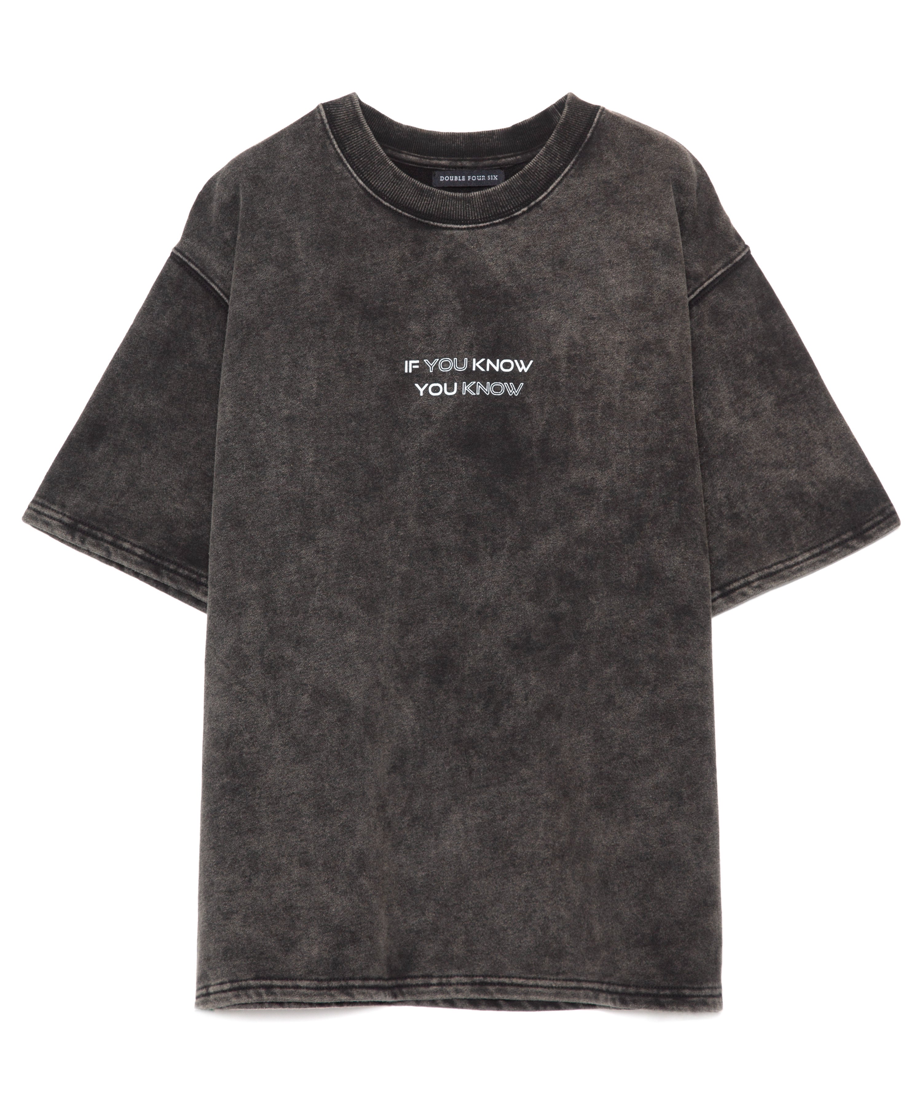 Message Print Sweat T-shirt Black Wash – 446 - DOUBLE FOUR SIX -
