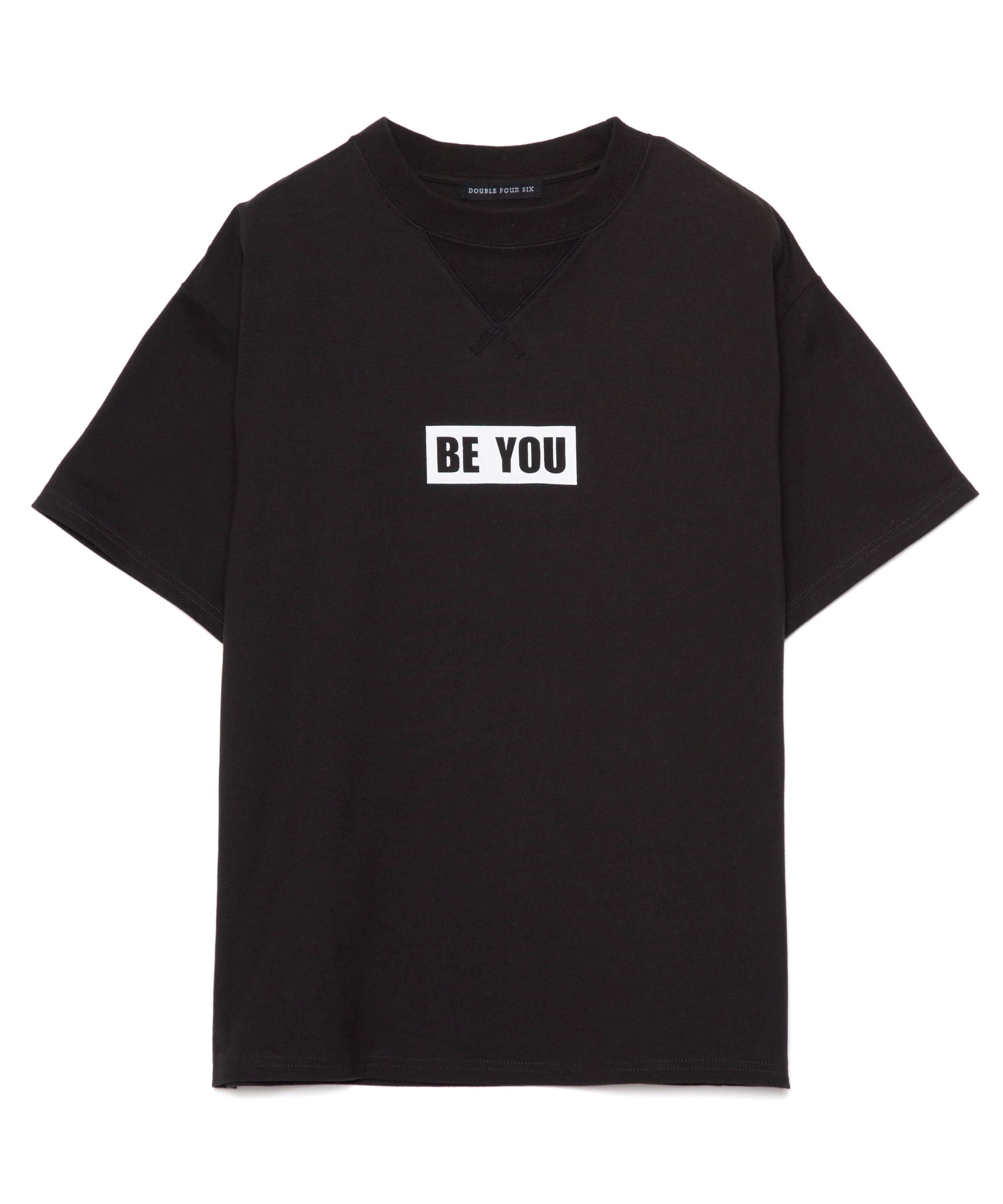 與真司郎 DOUBLE FOUR SIX Tシャツ 黒 DOUBLE FOUR SIX-Front Logo T-shirt Black – 446 - DOUBLE FOUR