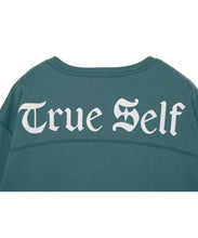 画像をギャラリービューアに読み込む, 446- Message Print Football Sweatshirt Dark Green