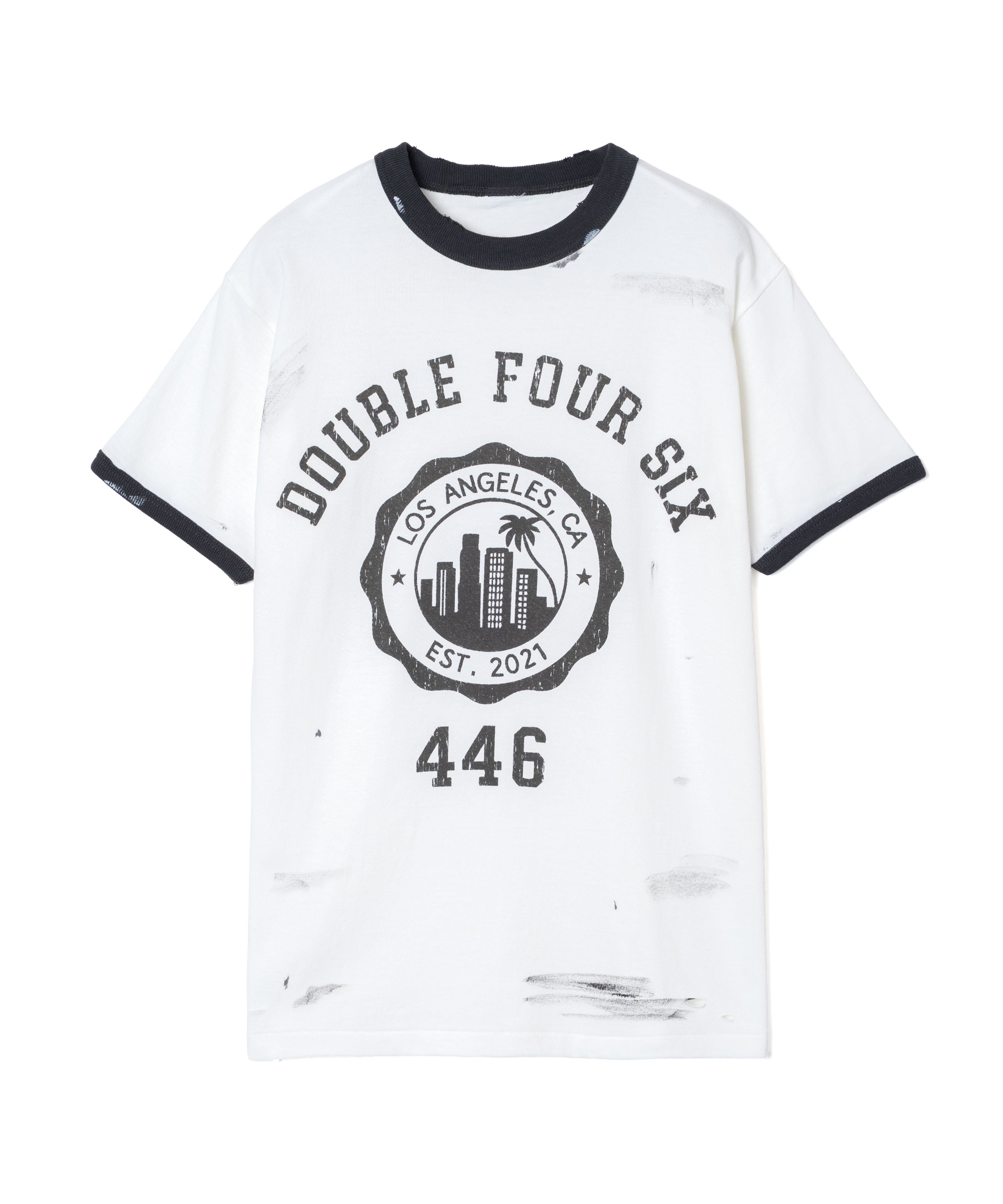 DOUBLE FOUR SIX- Ringer T-shirt White – 446 - DOUBLE FOUR SIX -
