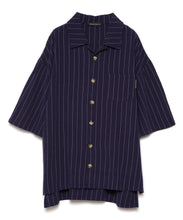 画像をギャラリービューアに読み込む, 【数量限定商品】DOUBLE FOUR SIX- Back Logo Linen Stripe Shirt Navy