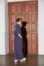 画像をギャラリービューアに読み込む, 【数量限定商品】Linen Stripe Wide Pants Navy