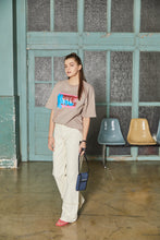 画像をギャラリービューアに読み込む, 446- Brush Logo Print T-shirt Beige