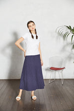 画像をギャラリービューアに読み込む, 【数量限定商品】Linen Stripe Long Skirt Navy