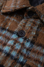 画像をギャラリービューアに読み込む, Checked Brush Down Jacket Brown
