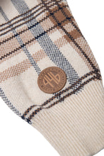 画像をギャラリービューアに読み込む, 446-Leather Emblem Checked Knit Cardigan Beige Check
