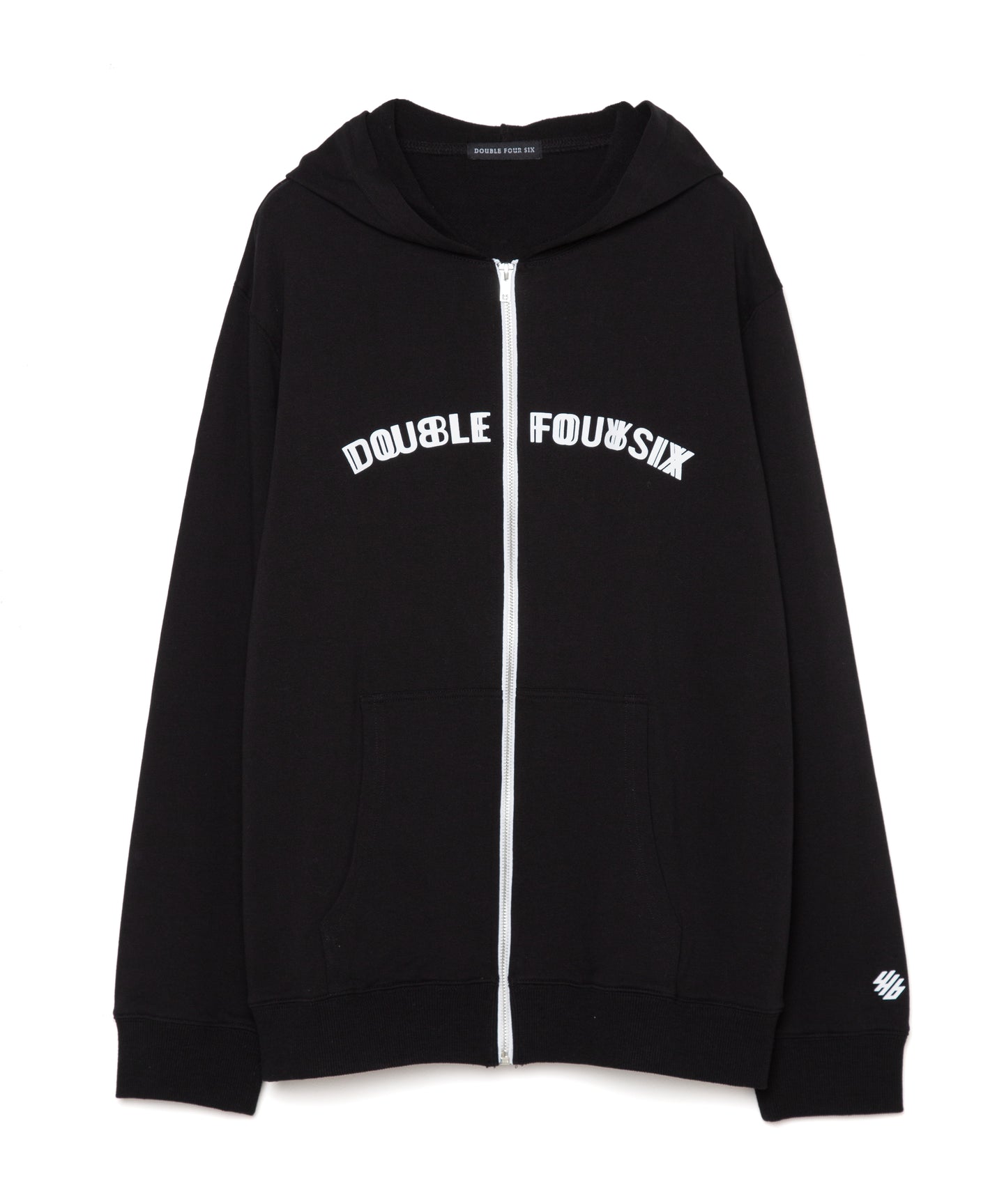 DOUBLE FOUR SIX-Front Logo Zip Hoodie Black
