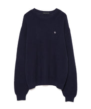 画像をギャラリービューアに読み込む, 446-Logo Waffle Knit Pullover Navy
